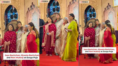 Navratri 2024: Jaya Bachchan and Shweta Bachchan join Rani Mukerji at the Durga puja pandal