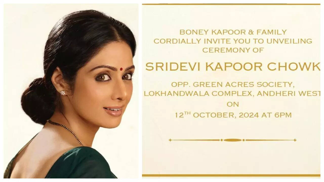 Sridevi Chowk to be unveiled in Lokhandwala in the late actress' honour six years after her demise - See photo | - Times of India