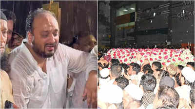 Baba Siddique funeral: Zeeshan Siddique cries inconsolably during Namaz-e-Janaza