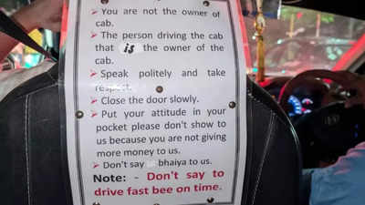 'Put your attitude in your pockets,' 'don't call us bhaiya': Cab driver lists rules for passengers goes viral