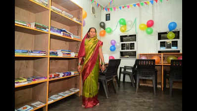 Woman beneficiary establishes a library from Gruhalakshmi instalments