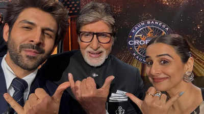 Kartik Aaryan and Vidya Balan strike a cool pose with Amitabh Bachchan ahead of the release of ‘Bhool Bhulaiyaa 3’; fans call it a 'Bhootverse'