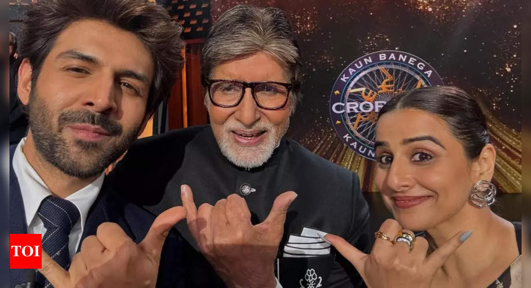 Kartik Aaryan and Vidya Balan strike a cool pose with Amitabh Bachchan ahead of the release of ‘Bhool Bhulaiyaa 3’; fans call it a ‘Bhootverse’ | Hindi Movie News