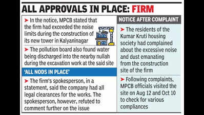 MPCB’s show-cause notice to IT firm for noise & dust at under-construction site