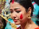 Sohini Sarkar partakes in Sidur Khela during Durga Puja post her marriage to Shovan Ganguly