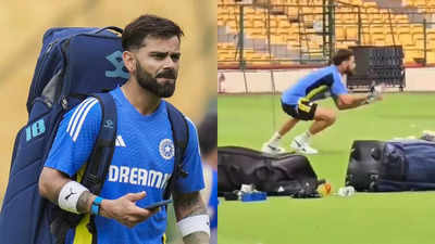 Virat Kohli's stunning diving catch steals the show in the nets ahead of first IND vs NZ Test. WATCH