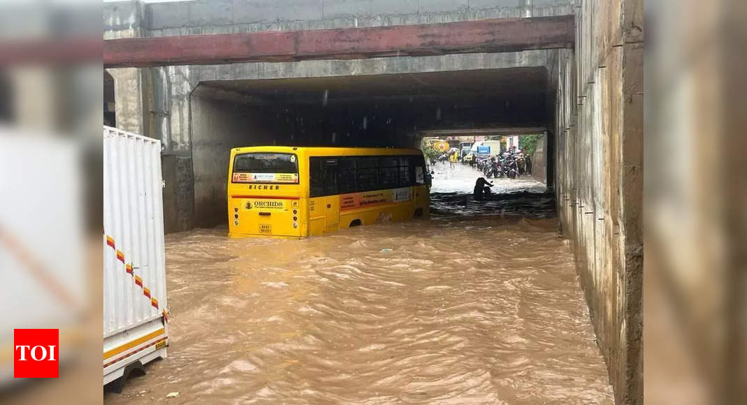 School Kids Stuck for Hours in Bengaluru’s Waterlogged Roads Amid Heavy Rains | Bengaluru News