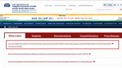 ICSI CSEET January 2025 session registration begins: Check direct link here