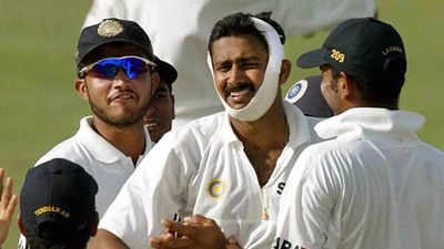 When Anil Kumble dismissed Brian Lara while bowling with a broken jaw