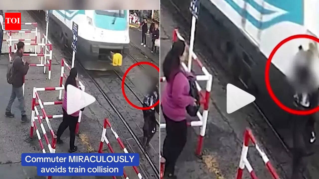 Watch: Distracted commuter narrowly escapes collision with speeding ...