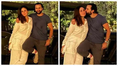 Saif Ali Khan kisses Kareena Kapoor in new photos as the couple celebrate their 12th wedding anniversary at Pataudi palace - See photos