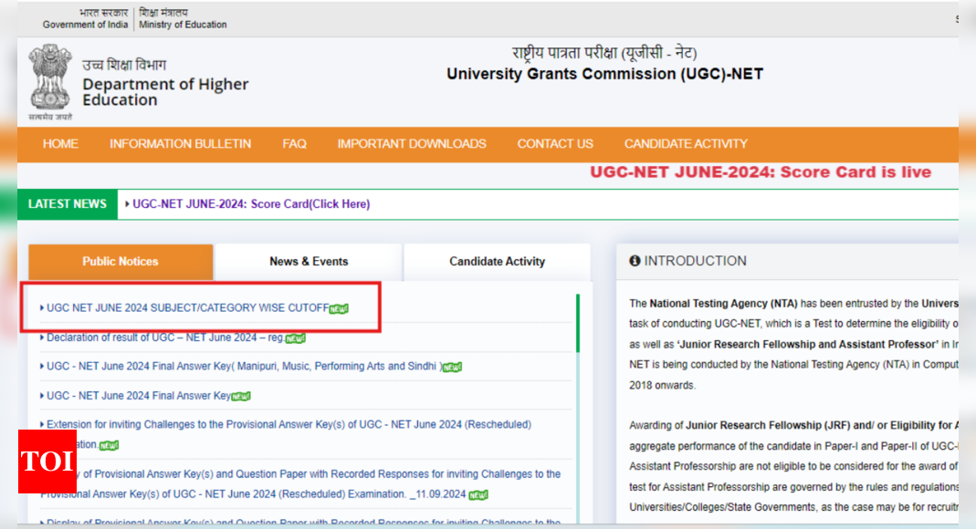 UGC NET Result 2024 OUT: Direct link to check subject/category wise cut-off