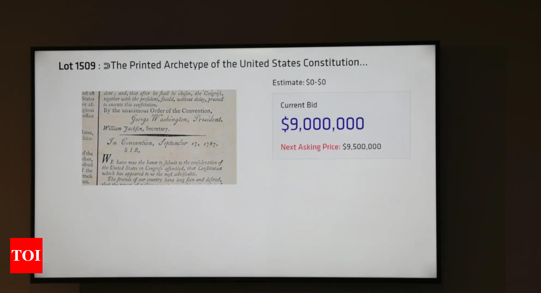 Centuries old copy of US Constitution sells for  million at North Carolina auction – Times of India