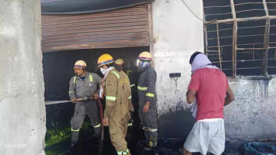 Fire in leather factory; short circuit suspected
