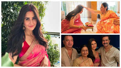 Katrina Kaif exudes desi vibes as she shares heartwarming photos with Vicky Kaushal and his family celebrating Karwa Chauth