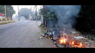 Garbage is not just dumped along roads in Gzb, but set on fire too