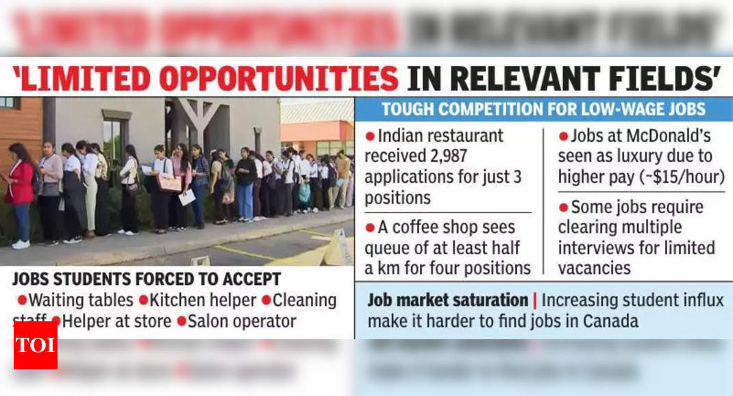 Indian Students in Canada Forced into Odd Jobs Amid Economic Struggles | Hyderabad News – Times of India