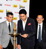 Abhi @ '57th Filmfare Awards' meet