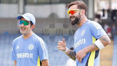 Virat Kohli, Gautam Gambhir share light moments during Team India's net session ahead of Pune Test