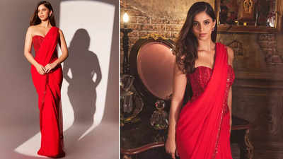 Suhana Khan paints the town in red in a stunning saree, Aryan Khan’s rumoured GF Larissa Bonesi reacts