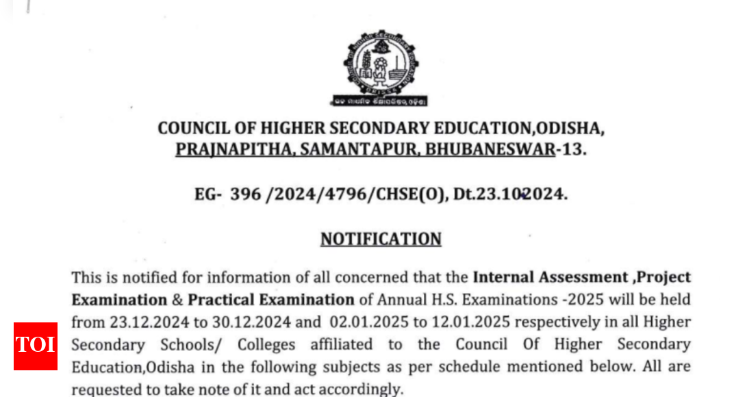 Odisha CHSE releases Class 12 practical exam and internal assessment dates: Check detailed schedule here