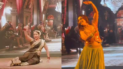 Vidya Balan covers up stage fall with smooth move while performing 'Ami Je Tomar' with Madhuri Dixit - WATCH