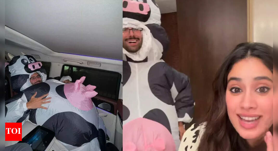 Janhvi Kapoor and Shikhar Pahariya burst into laughter as Orry's cow