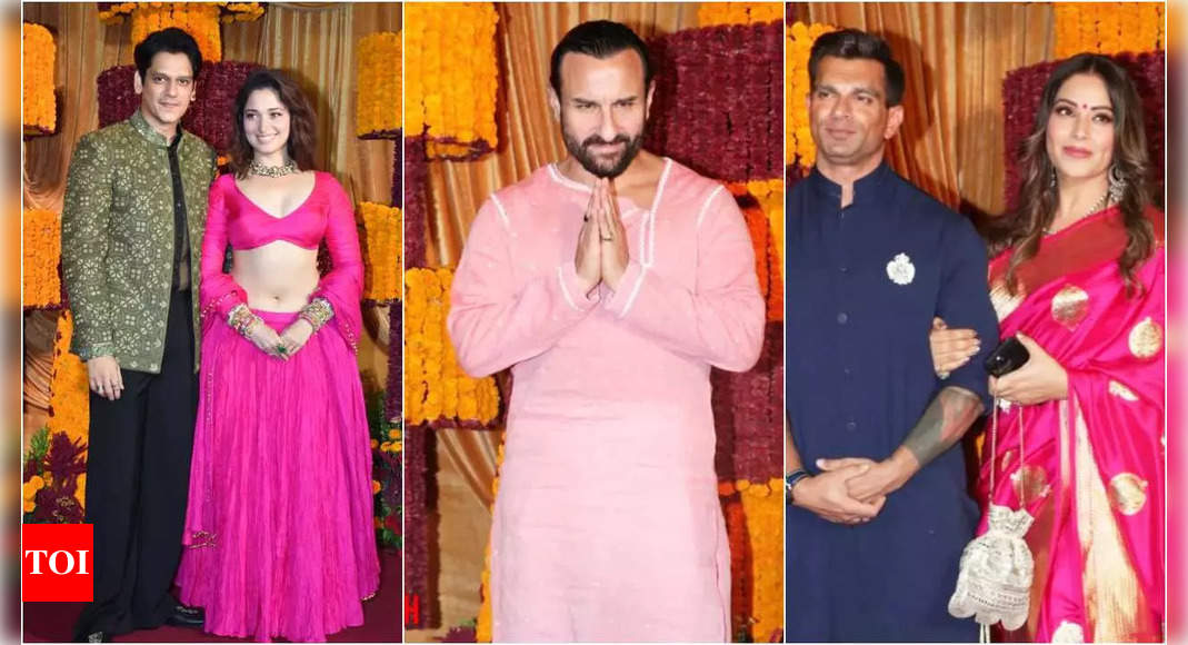 Vijay Varma-Tamannaah Bhatia, Bipasha Basu-Kara Singh Grover, Saif Ali Khan: Celebs dazzle at Ramesh Taurani’s Diwali bash | Hindi Movie News