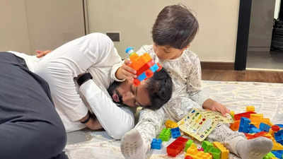 Hardik Pandya rests his head on son Agastya's lap, calls it the best feeling ever