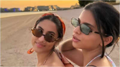 Suhana Khan deslumbra com um look de praia glamoroso enquanto desfruta de um pôr do sol de sonho no Dubai com a prima Alia Chhiba