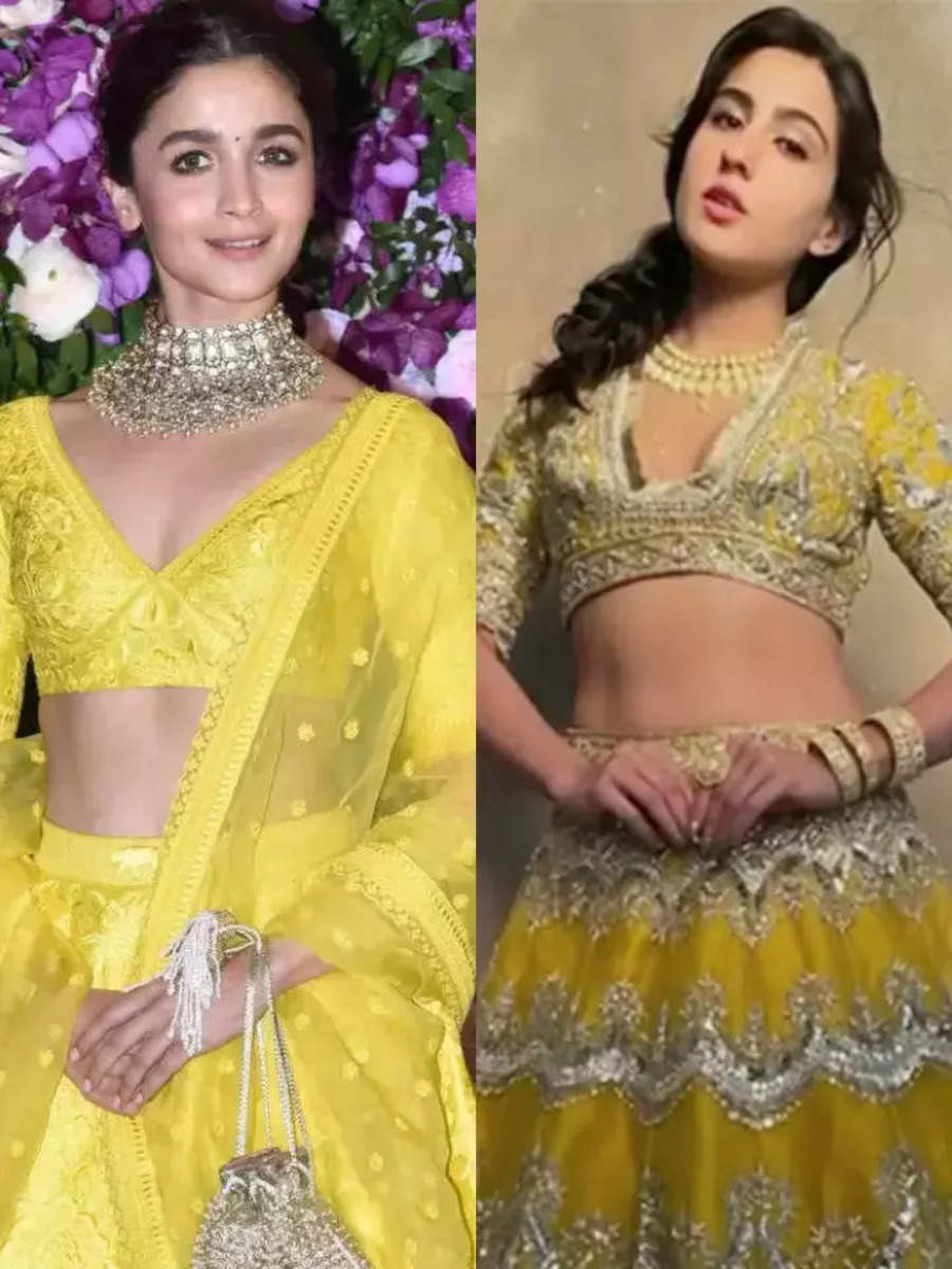 Stunning yellow-gold lehengas for Dhanteras