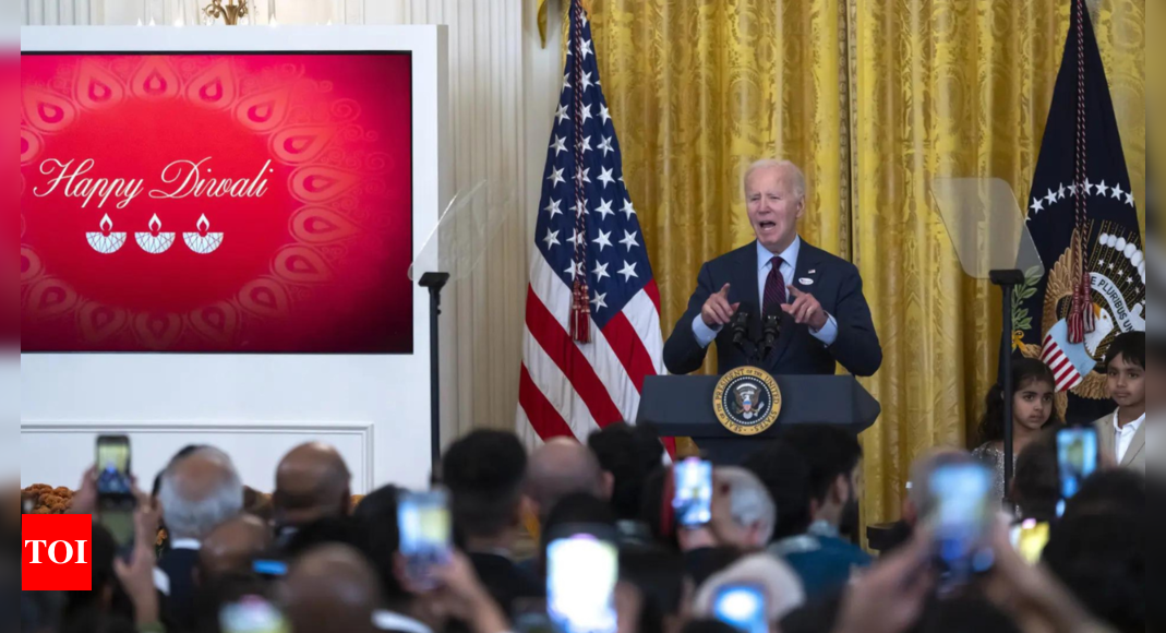 ‘Diwali now celebrated openly and proudly’: Biden lights a diya at White House – Times of India