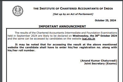 ICAI CA Foundation, Inter September 2024 results likely to be released tomorrow: Check steps and other important details