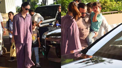 Saif Ali Khan, Kareena Kapoor Khan, Taimur and Jeh jet off for a vacay on Diwali, Jeh gets all the attention yet again! - WATCH Video