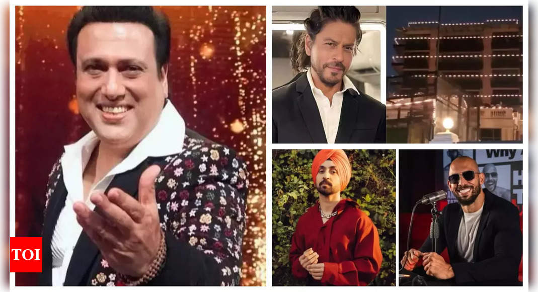 Andrew Tate’s racist slur aimed at Diljit Dosanjh draws backlash, SRK’s house lit up for Diwali and his 59th birthday, Health update on Govinda: Top 5 news | – Times of India