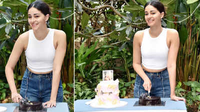 Ananya Panday cuts ‘Main apni favourite hoon’ cake and celebrates her 26th birthday with paparazzi - WATCH video