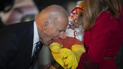 Halloween celebrations at White House go viral: President Joe Biden 'bites' baby dressed as chicken, 'sucks' another baby's foot