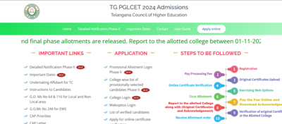 TS PGLCET Counselling 2024: Wyniki przydziału miejsc w fazie 2, sprawdź bezpośredni link tutaj