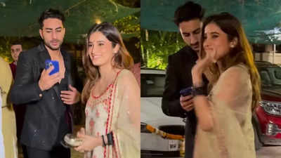 Ibrahim Ali Khan hugs Rasha Thadani and drops her till her car post Diwali party; netizens say 'they look so cute together' - WATCH VIDEO