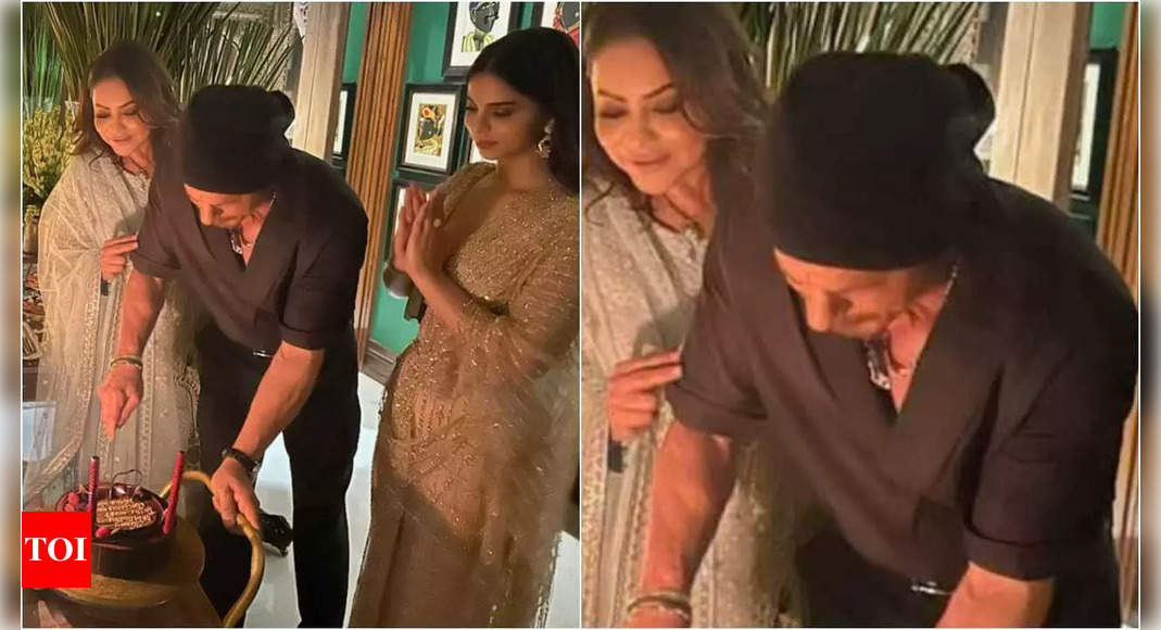 SRK cuts cake with Gauri, Suhana by his side: PICS