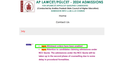 AP LAWCET 2024 Seat allotment result announced at lawcet-sche.aptonline.in, here's the direct link to check