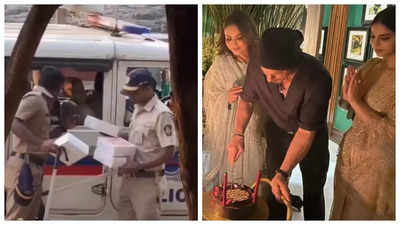 Shah Rukh Khan treats Mumbai Police outside Mannat to special food boxes amidst heightened security on birthday - WATCH