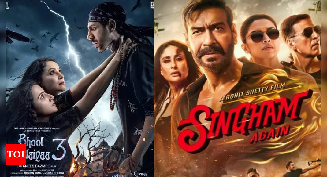 ‘Singham Again’, ‘Bhool Bhulaiyaa 3’ create history with highest grossing combined weekend number crossing Rs 200 crore which beats ‘Animal’, ‘Sam Bahadur’ opening weekend | Hindi Movie News – Times of India