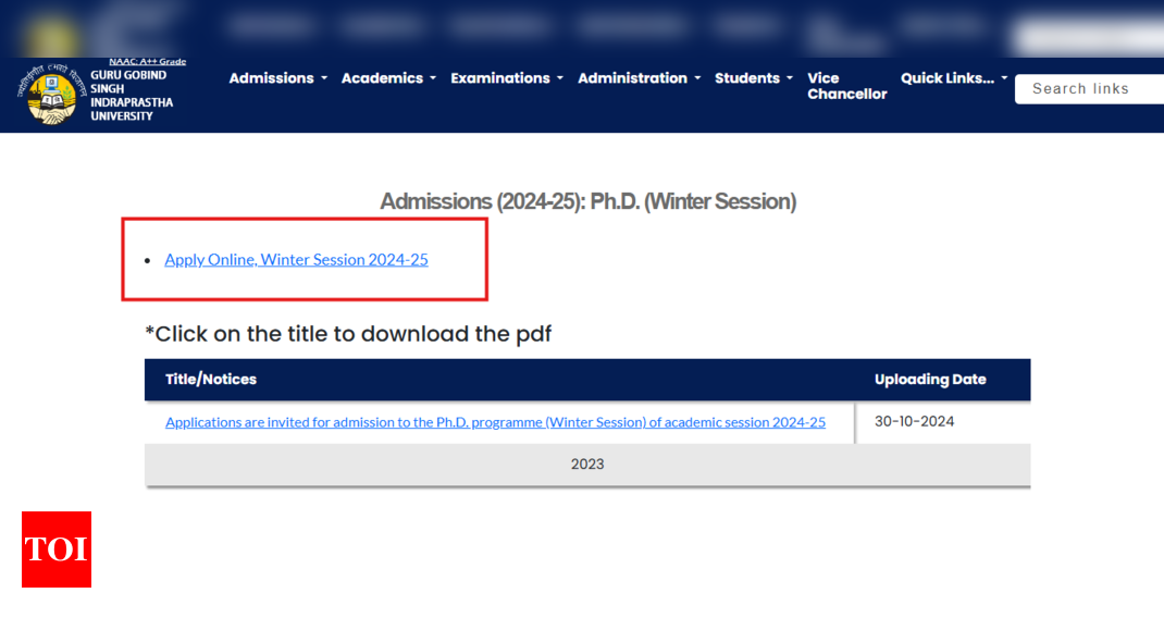 GGSIPU winter session 2024-25 PhD registrations underway: Check steps to apply and other important details here