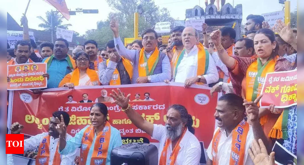 Bjp Protests Against Congress Govts Appeasement Policy Over Land