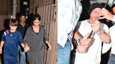 Shah Rukh Khan spotted at a dubbing studio, Suhana Khan takes care of AbRam during their day out