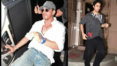 Shah Rukh Khan and his son Aryan Khan step out in style as they get spotted at dubbing studio for Mufasa: The Lion King