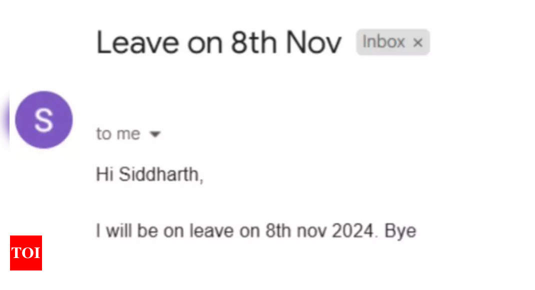 ‘I’ll be on leave..Bye’: Indian employee's casual leave notification goes viral; check online reactions