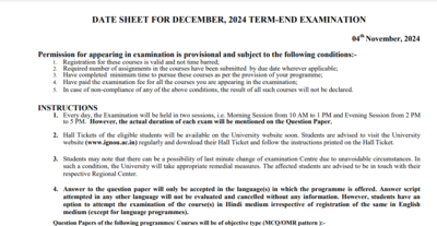 Opublikowano arkusz danych IGNOU na grudzień TEE 2024: Bezpośredni link do sprawdzenia tabeli godzin tutaj