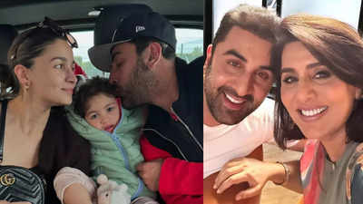 Ranbir Kapoor beija Raha, Alia Bhatt vê-o carinhosamente em UNSEEN PIC partilhada por Neetu Kapoor no seu aniversário e é demasiado adorável para perder!